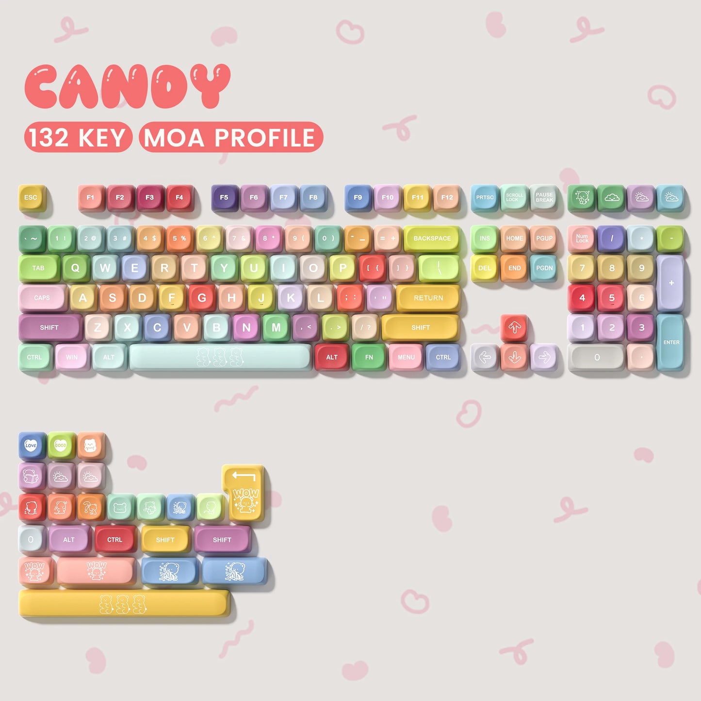 132 PBT Keycaps for 60% 65%75% 100% Cherry Gateron MX Switches Mechanical Keyboards