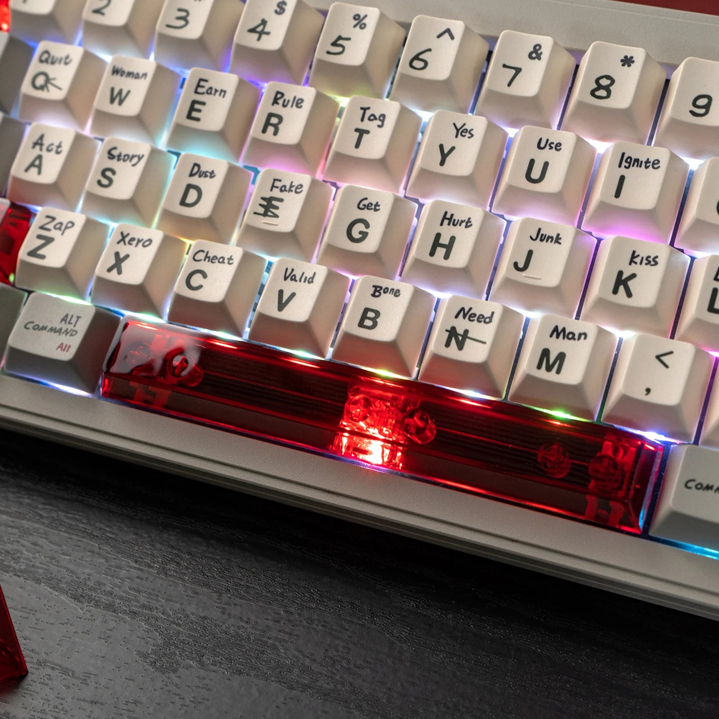 Red Transparent Keycap Set, 10 Keys, Cherry Profile, PC, for Mechanical Keyboard