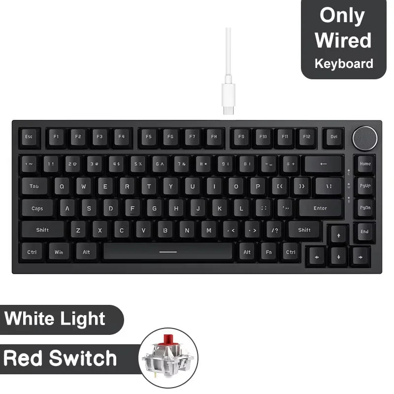Pro Gaming Mechanical Keyboard Knob Hot Swapping Gasket Bluetooth 5.1 Wireless