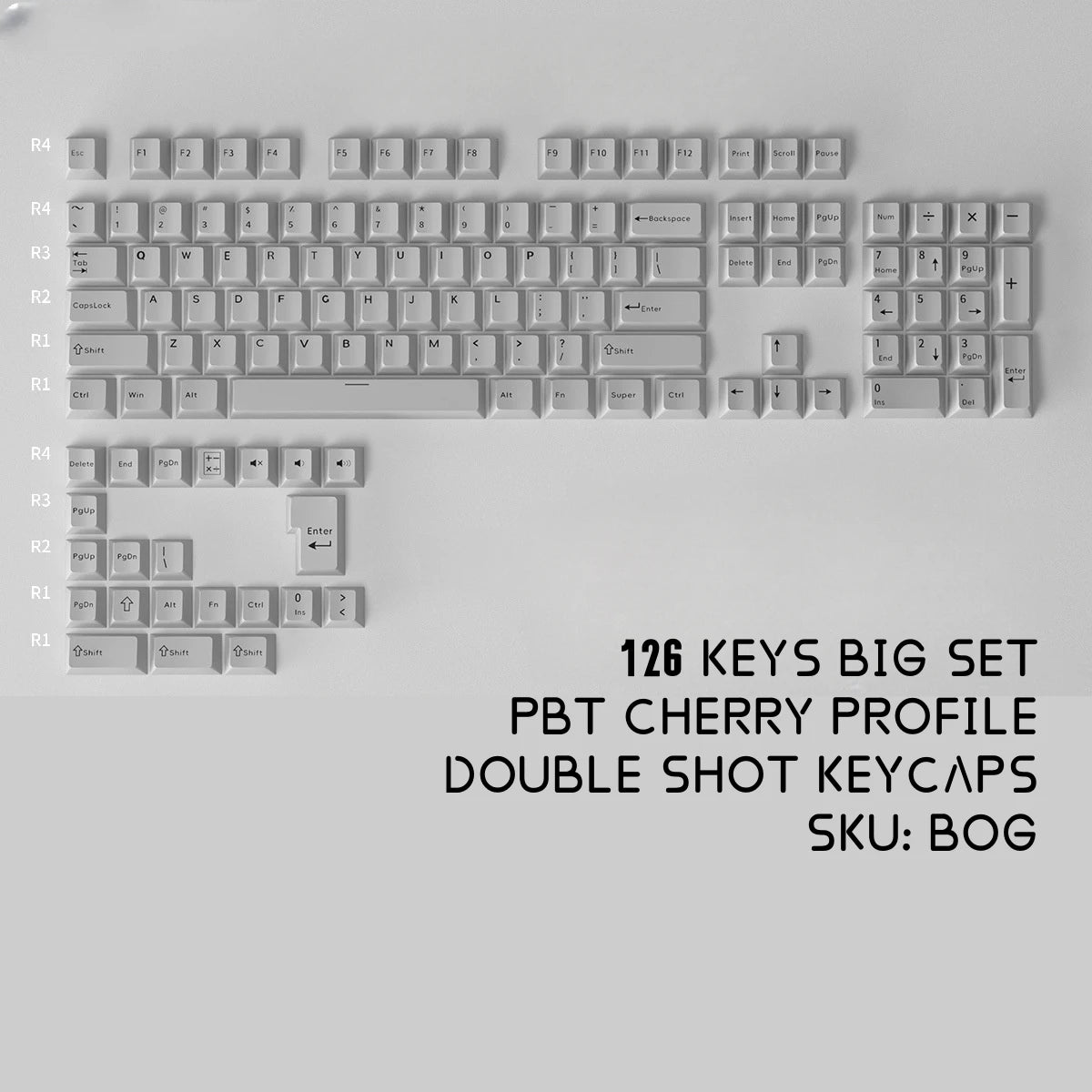PBT Keycaps White Pink WOB – 126 Keys, ISO Alice, Cherry Profile