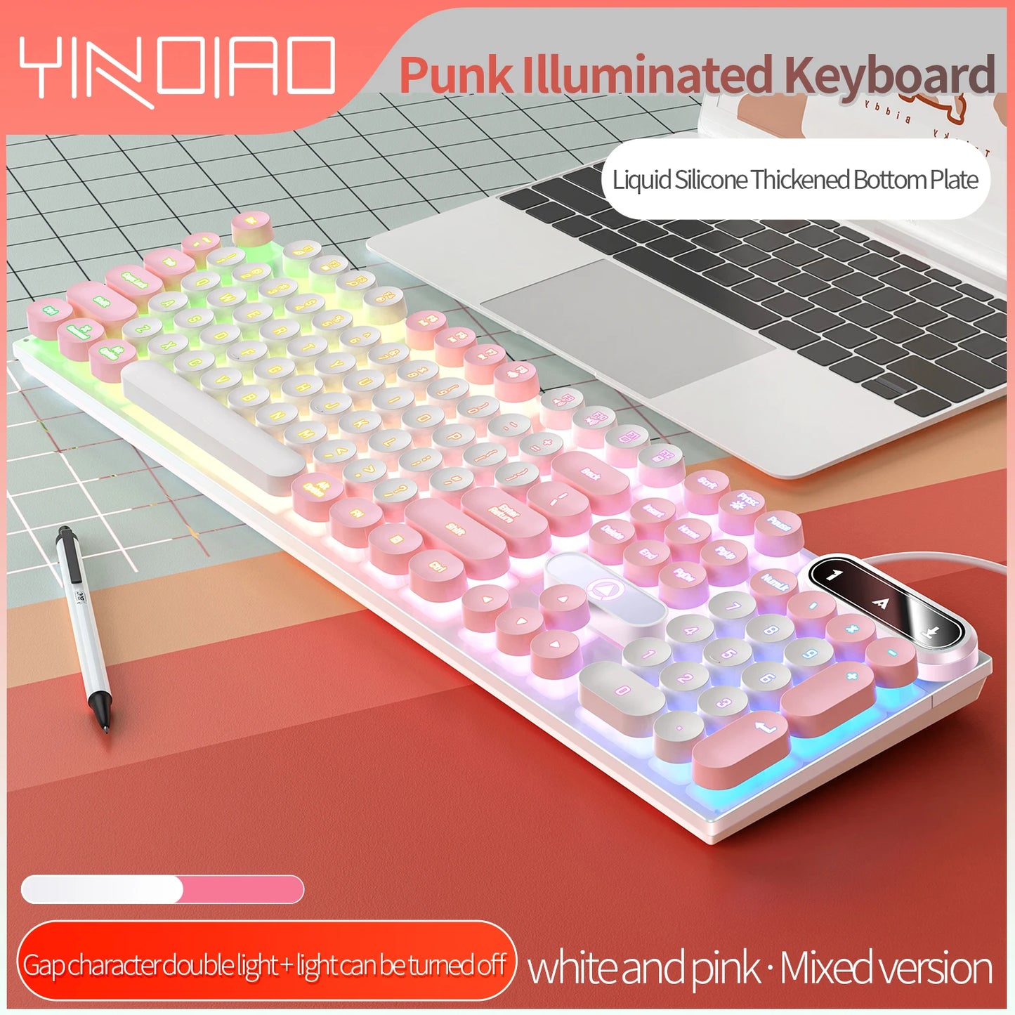 Typewriter Round 104 Keys Gaming Keyboard