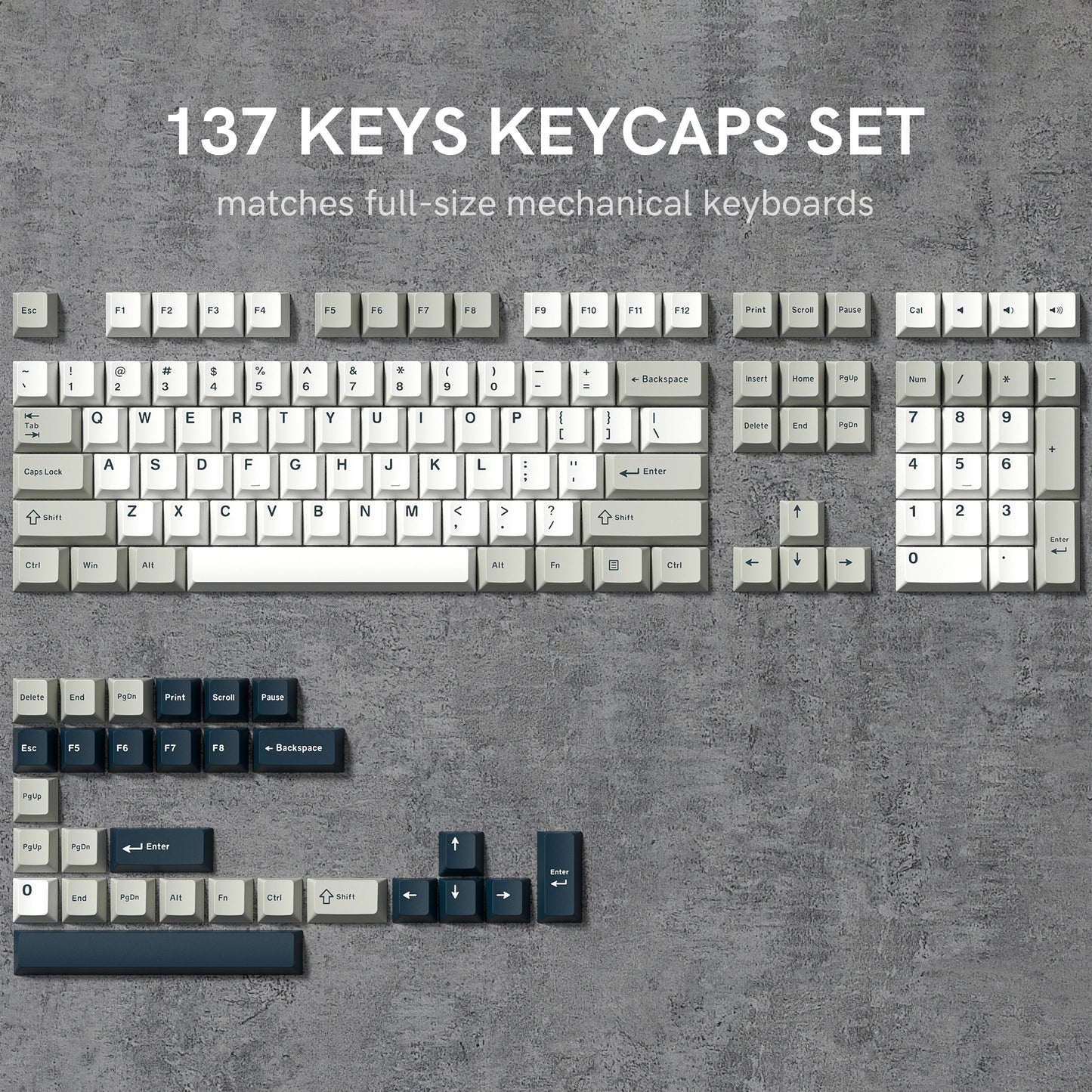 Rainbow 138 Keys Retro PBT Keycaps - Double Shot Cherry Profile for MX