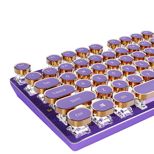 Typewriter Mechanical Gaming Keyboard - LED Backlit & Round Keycaps