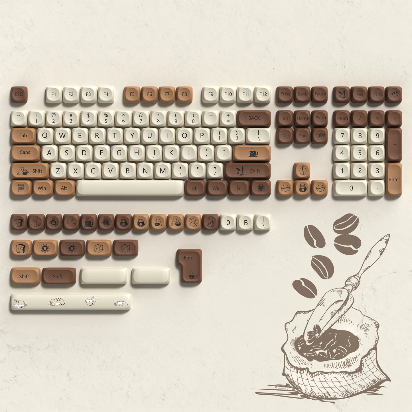 132 PBT Keycaps for 60% 65%75% 100% Cherry Gateron MX Switches Mechanical Keyboards