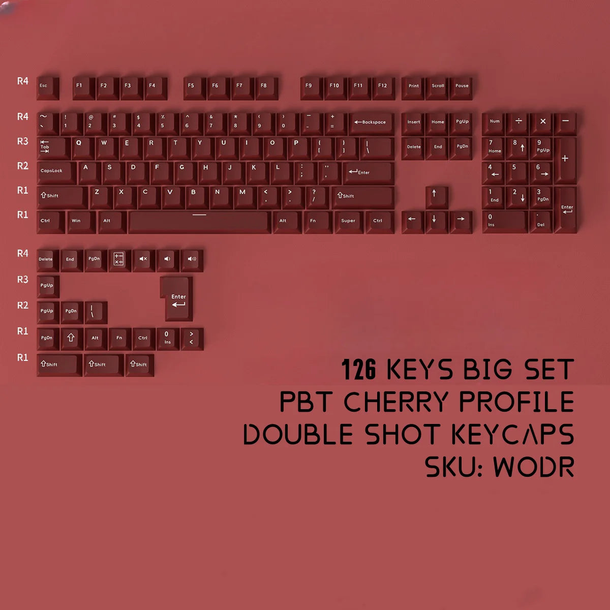 PBT Keycaps White Pink WOB – 126 Keys, ISO Alice, Cherry Profile