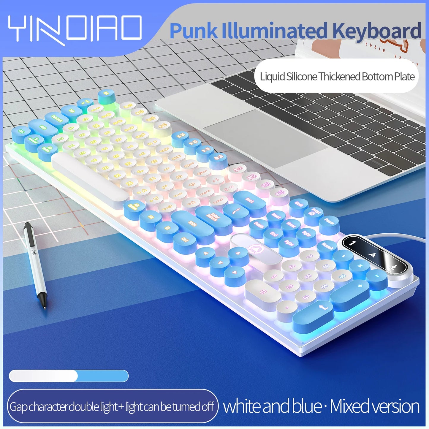 Typewriter Round 104 Keys Gaming Keyboard