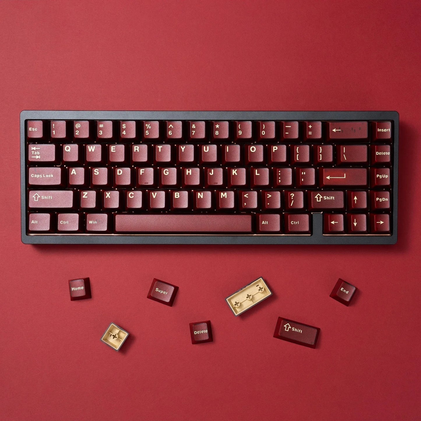 Wine Red Double Shot ABS Keycaps Cherry Profile for Gateron MX Switches