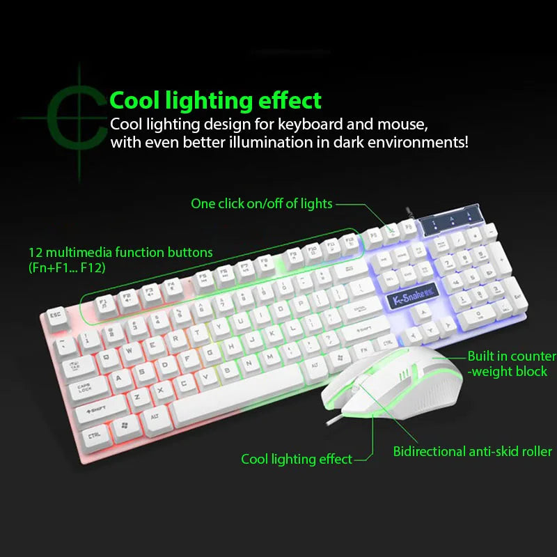 Waterproof Luminous Gaming Keyboard and Mouse Set