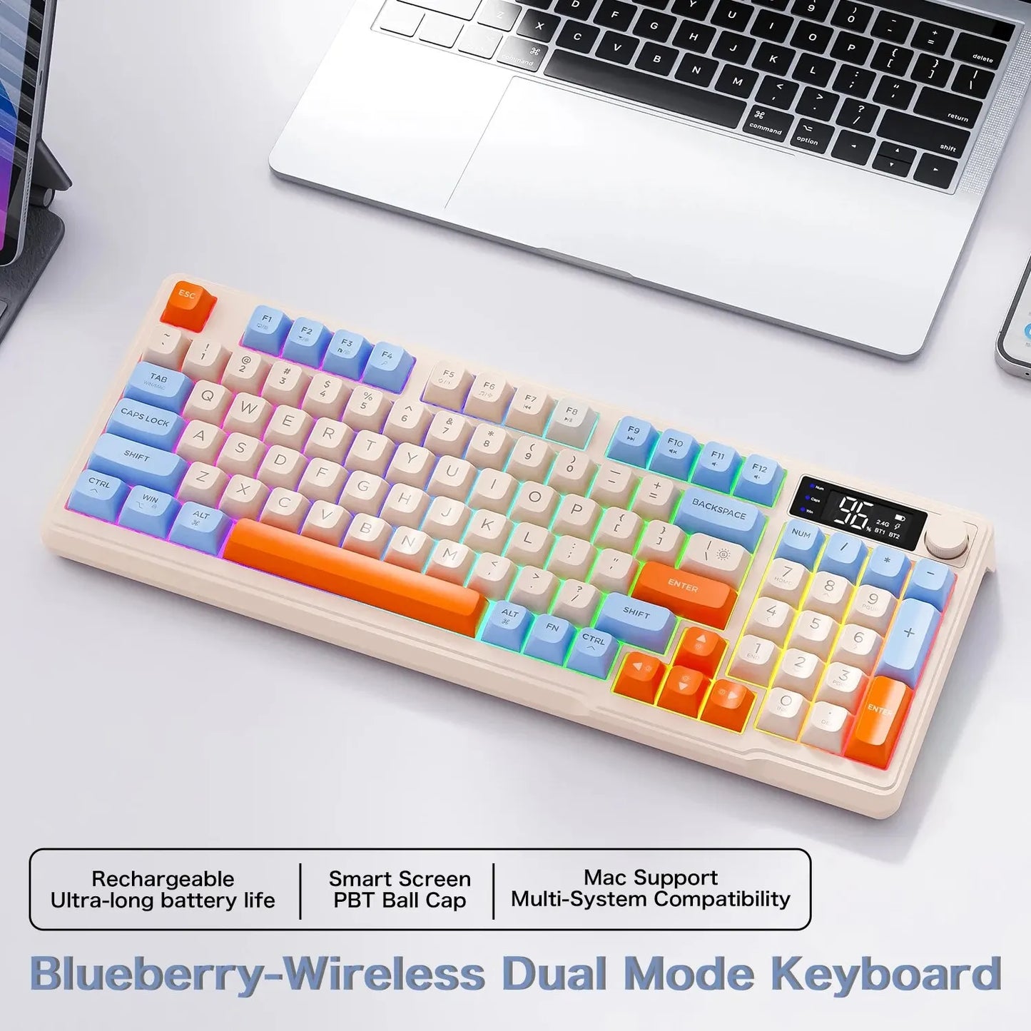 Wireless Bluetooth Gaming Keyboard - Ergonomic & Multi-Device