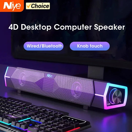4D Bluetooth 5.0 Computer Speakers Surround Soundbar For Laptop PC