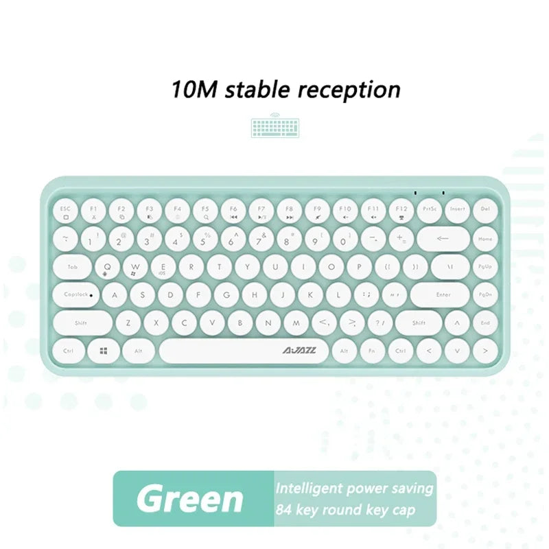 Wireless Bluetooth Keyboard 84 Keys Rechargeable Retro Typewriter Round Keycaps