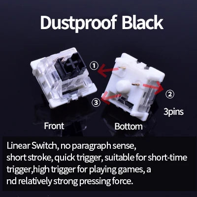 3Pin Dustproof Keyboard Switches Linear Tactile Silent For MX Mechanical