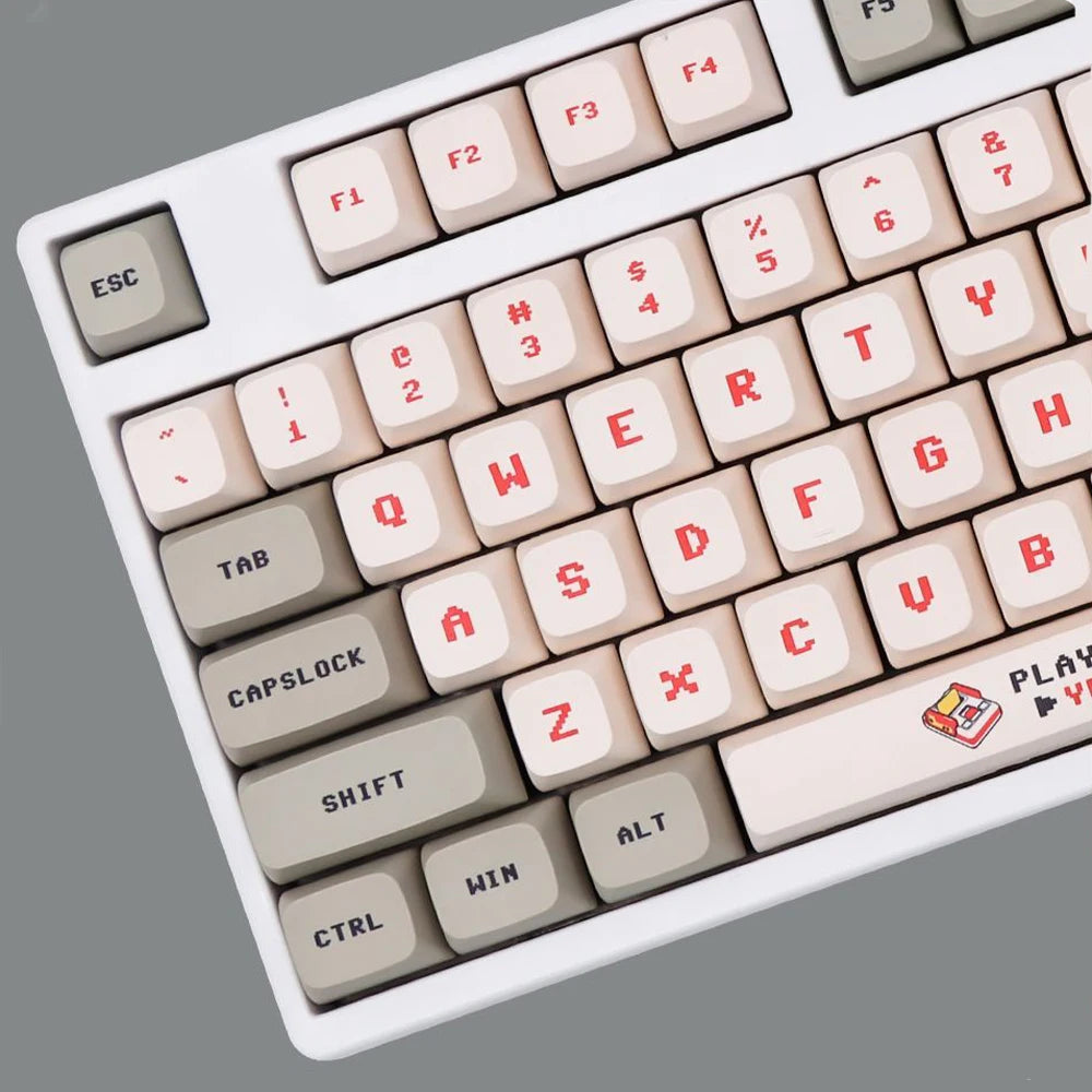 139 Keys Anime Retro Red & White Keycaps for MX Switches – PBT Dye Sub