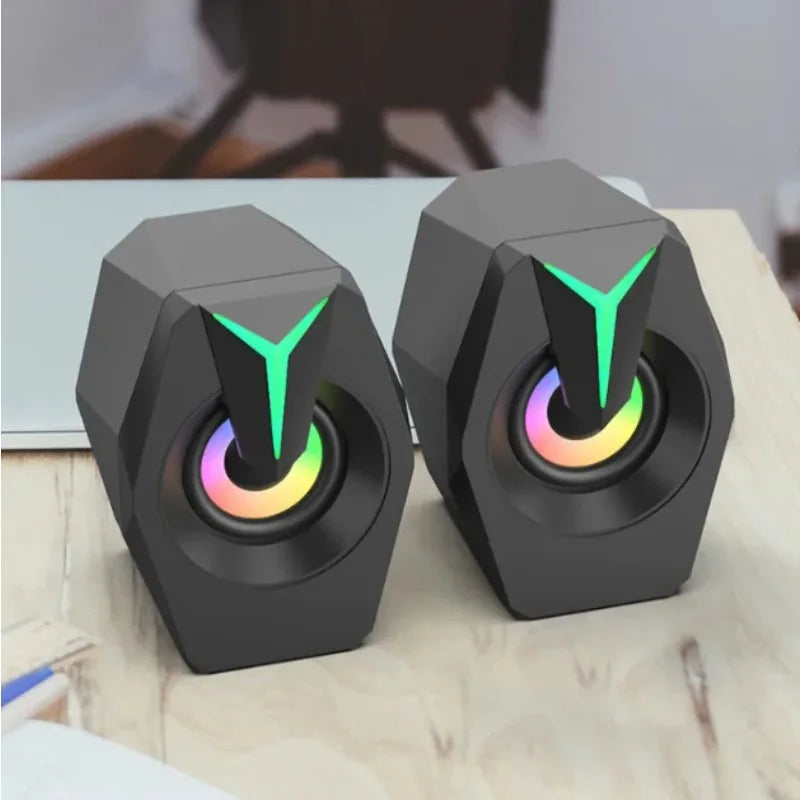 Black USB Powered Wired Two Point Zero Gaming Music Speaker for Desktop PC