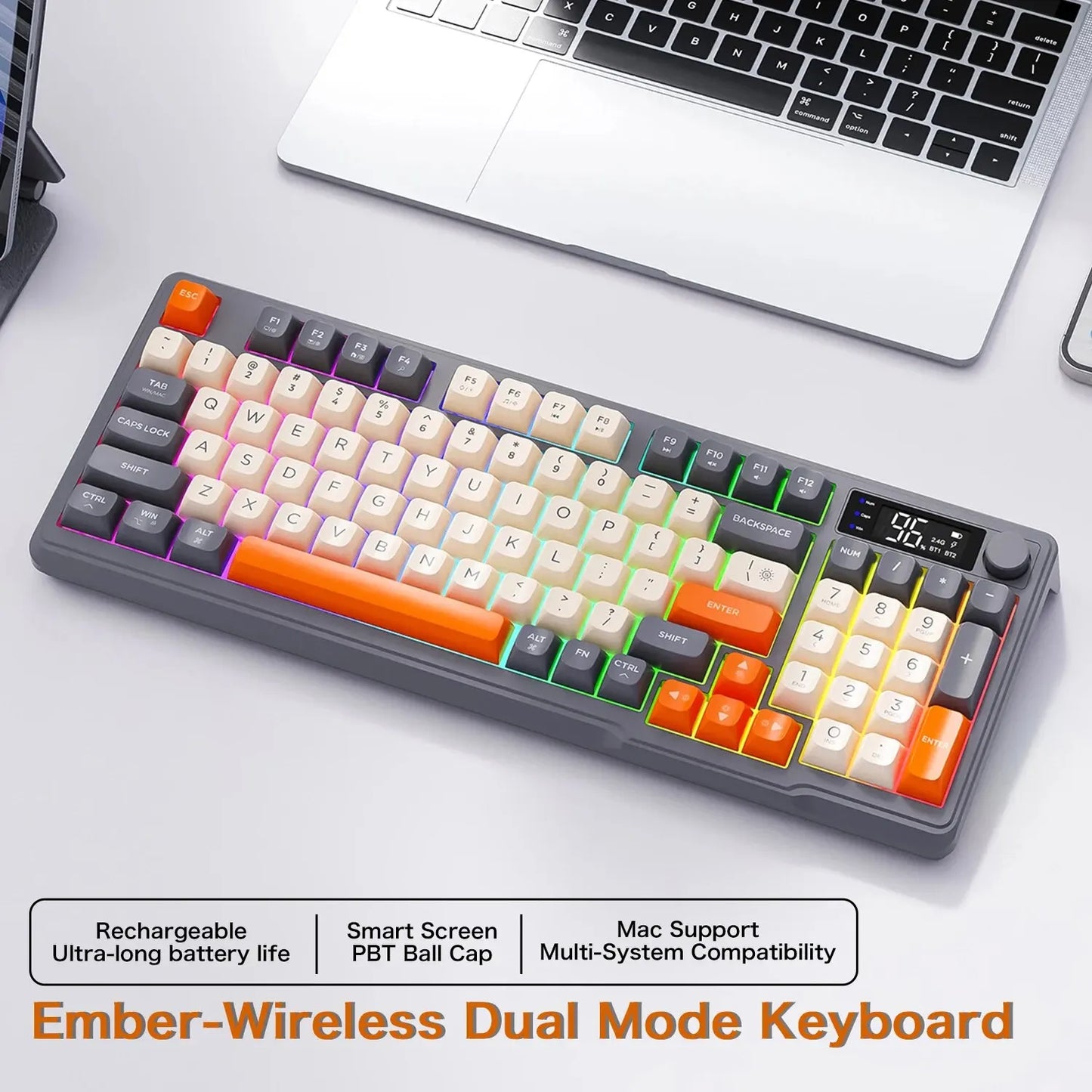 Wireless Bluetooth Gaming Keyboard - Ergonomic & Multi-Device