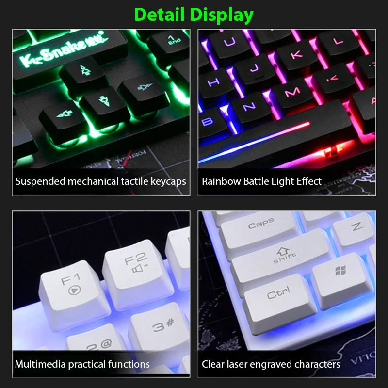 Waterproof Luminous Gaming Keyboard and Mouse Set