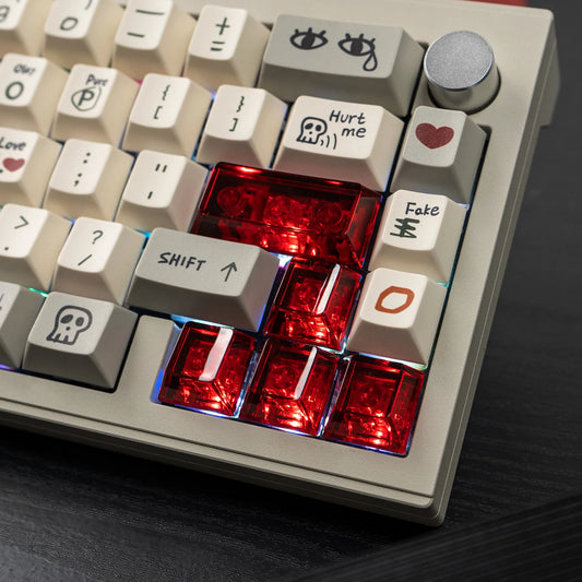 Red Transparent Keycap Set, 10 Keys, Cherry Profile, PC, for Mechanical Keyboard