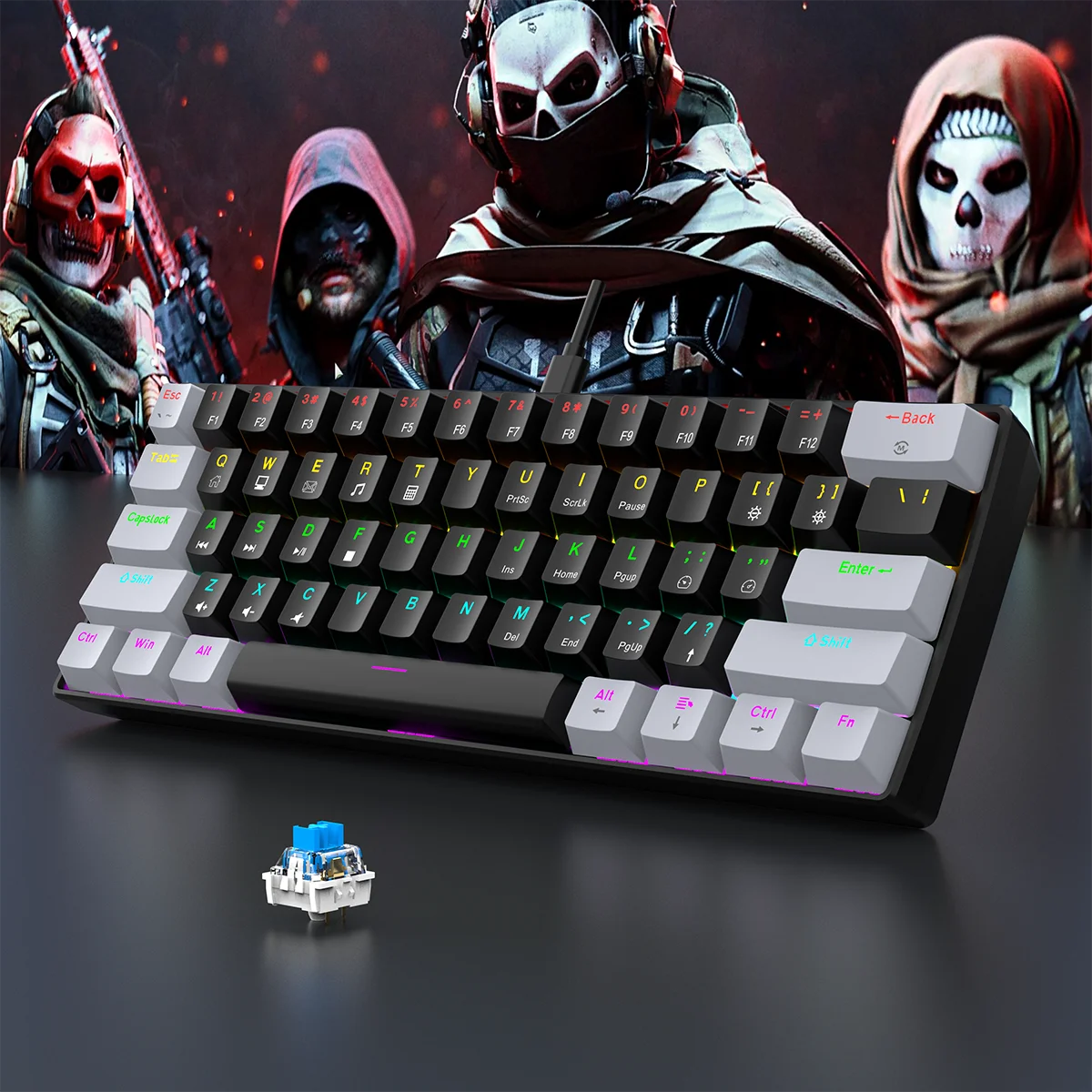 60% Wired Gaming Mechanical Keyboard - RGB Backlit Mini Layout