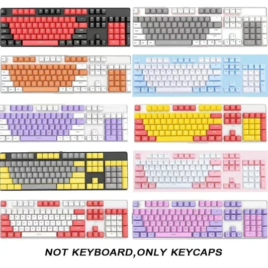 Rainbow Keyboard Keycaps 104pcs ABS Universal Blank Keycaps for Cherry