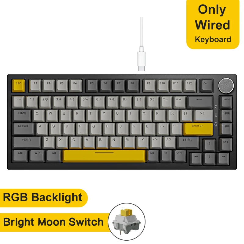 Pro Gaming Mechanical Keyboard Knob Hot Swapping Gasket Bluetooth 5.1 Wireless