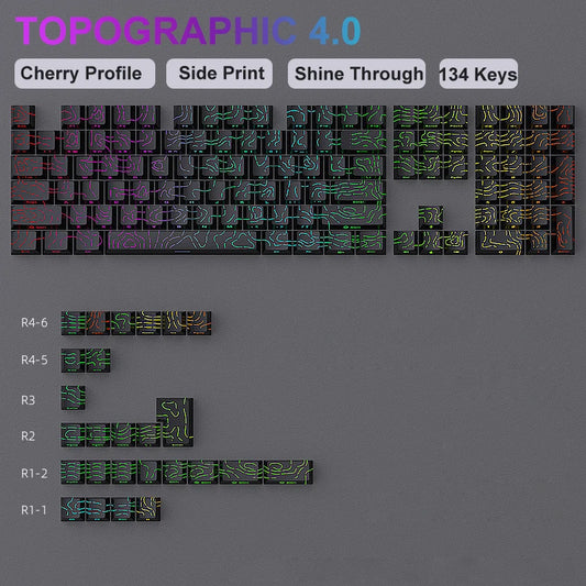 136-Key Black Side-Lit Backlit Keycaps for MX Switch Mechanical Keyboard