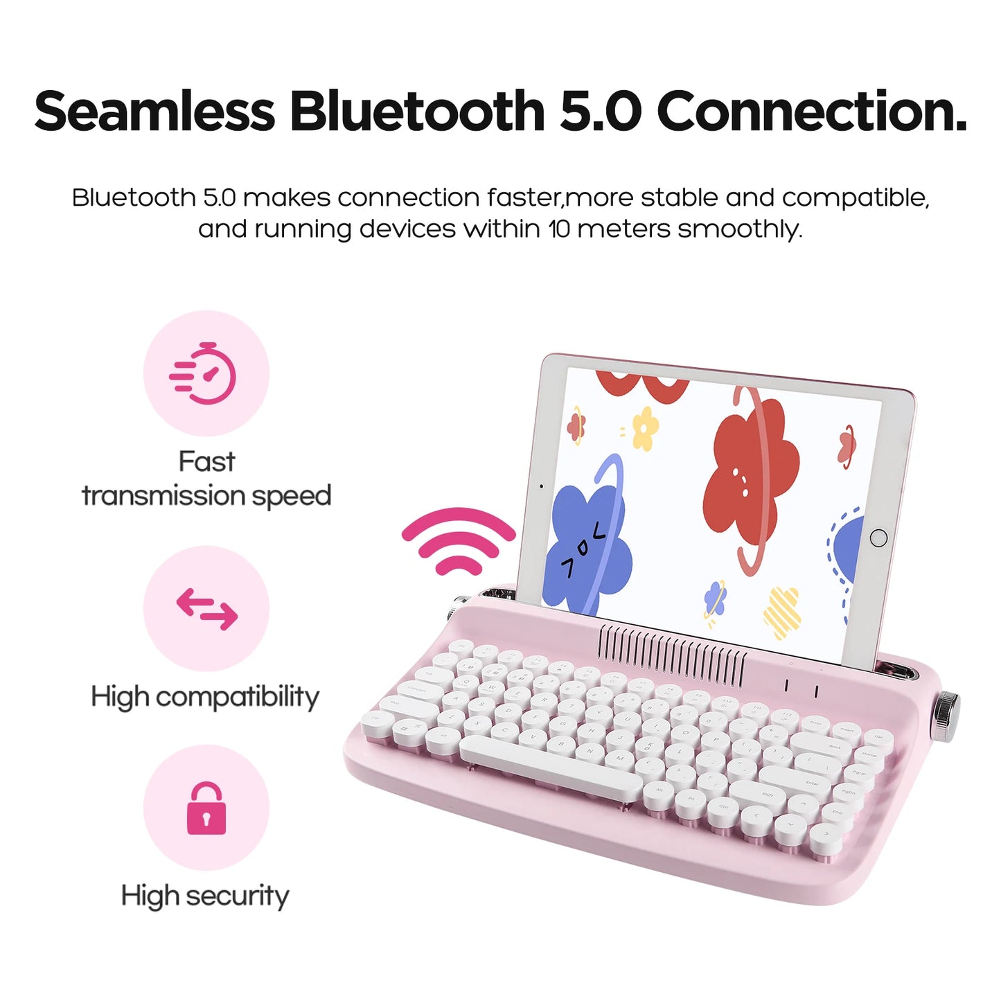 Vintage Style Bluetooth Typewriter Keyboard