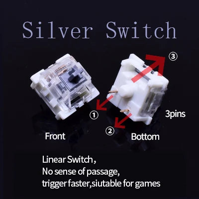 3Pin Dustproof Keyboard Switches Linear Tactile Silent For MX Mechanical