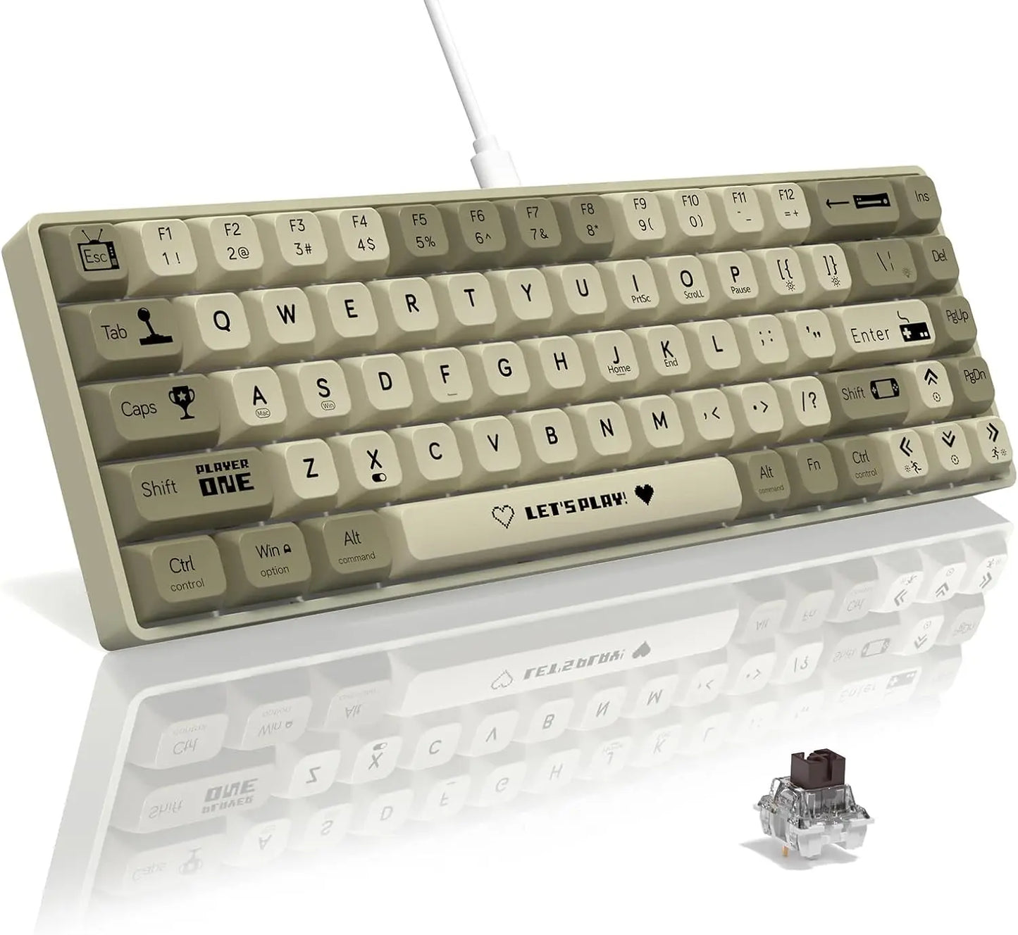 65% Wired Mechanical Gaming Keyboard With Hot Swappable RGB Backlit