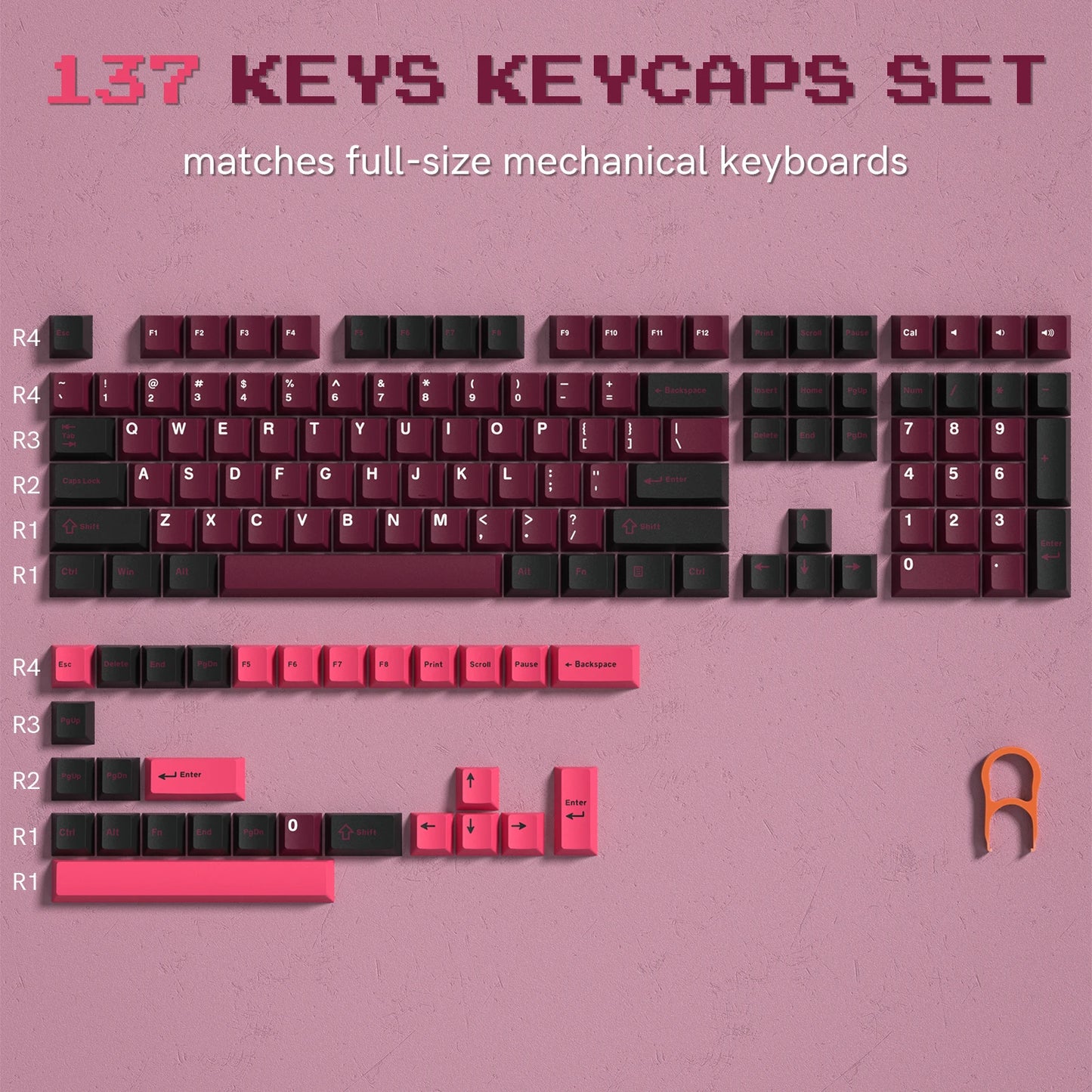 Rainbow 138 Keys Retro PBT Keycaps - Double Shot Cherry Profile for MX
