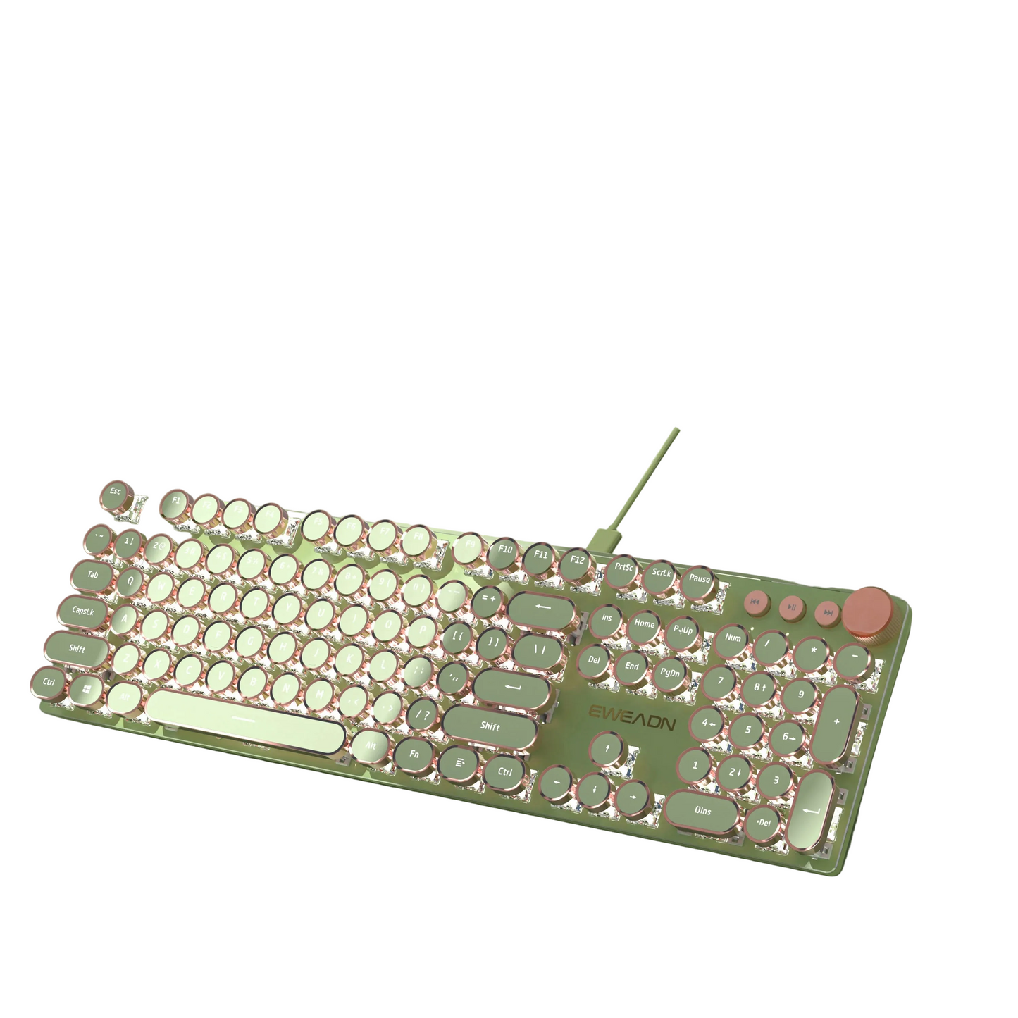 Typewriter Mechanical Gaming Keyboard - LED Backlit & Round Keycaps