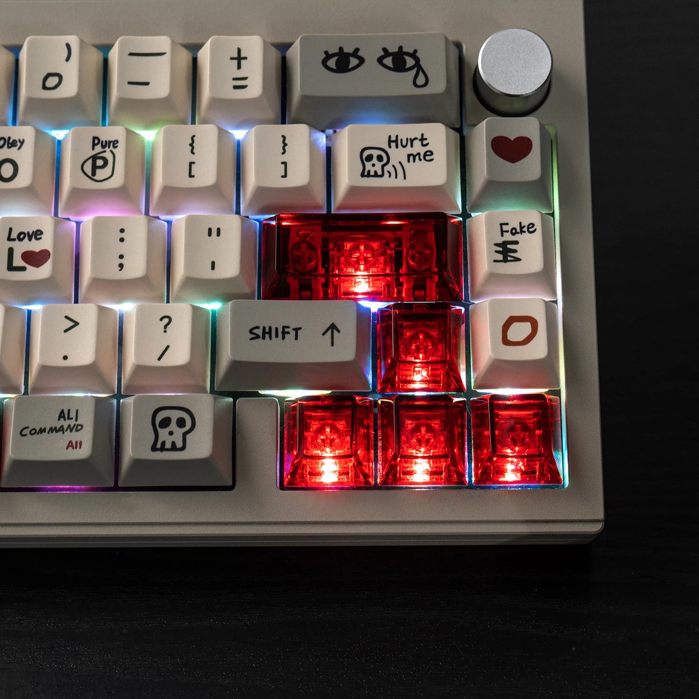 Red Transparent Keycap Set, 10 Keys, Cherry Profile, PC, for Mechanical Keyboard