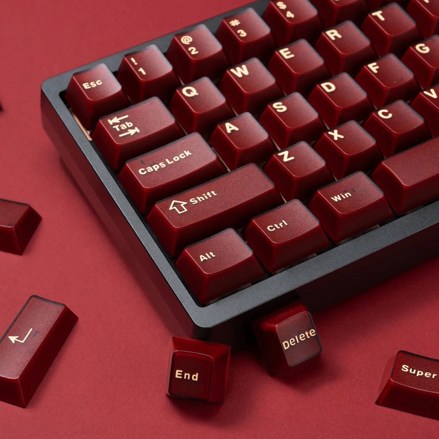Wine Red Double Shot ABS Keycaps Cherry Profile for Gateron MX Switches