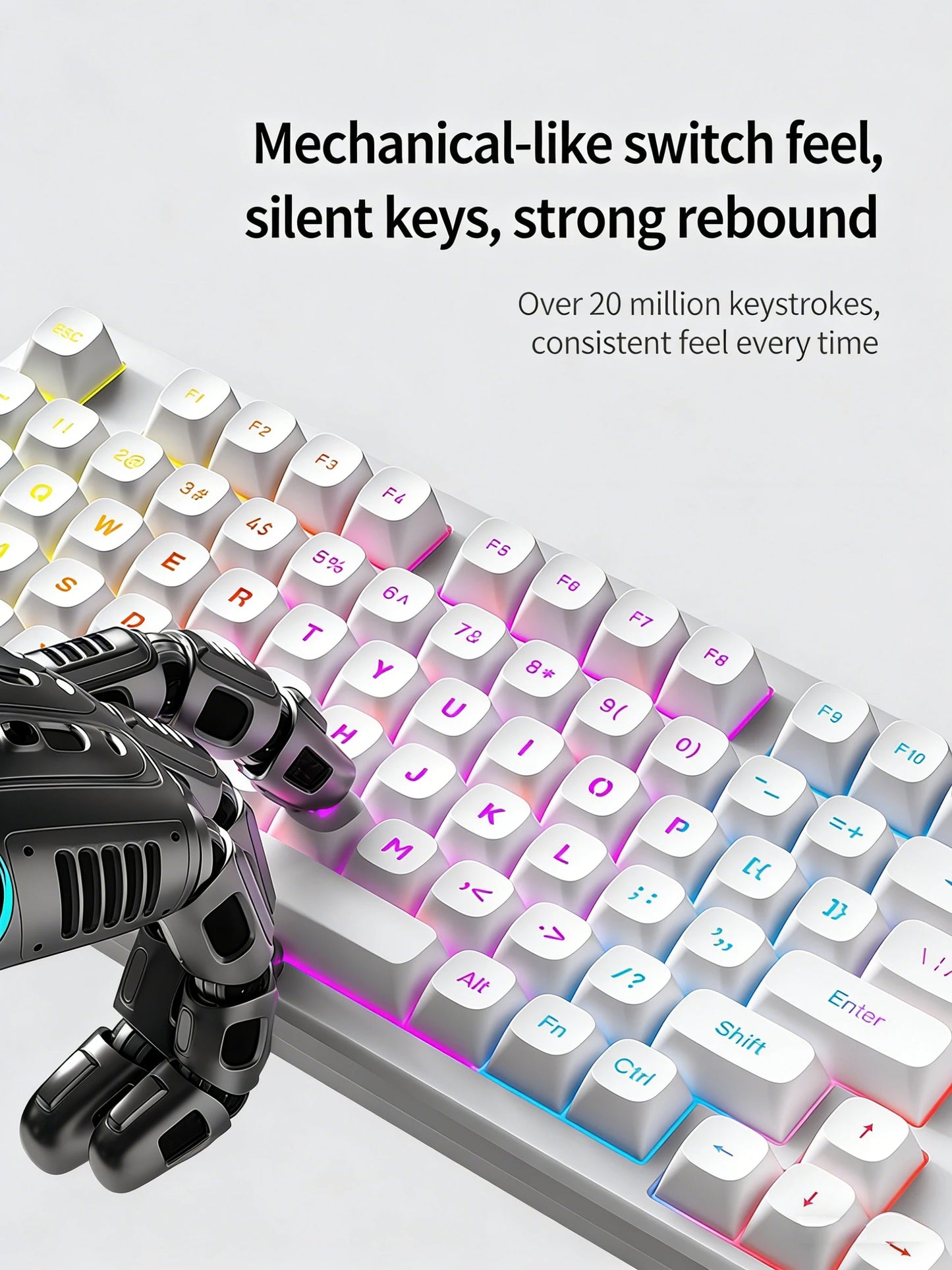 Hot Swap Mechanical Keyboard With Gasket Structure Backlit Keycaps For Esports
