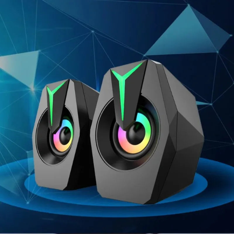 Black USB Powered Wired Two Point Zero Gaming Music Speaker for Desktop PC