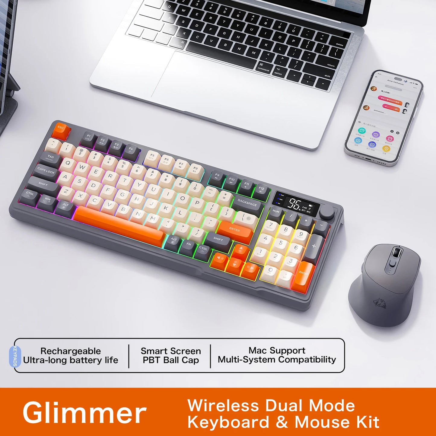 Wireless Bluetooth Gaming Keyboard - Ergonomic & Multi-Device
