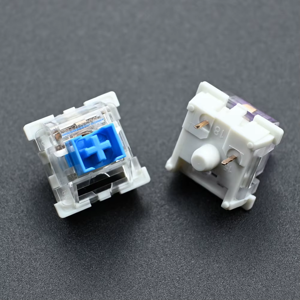 50 Pack Tactile Keyboard Switches 3 Pin Plate Mounted Blue Clear Housing