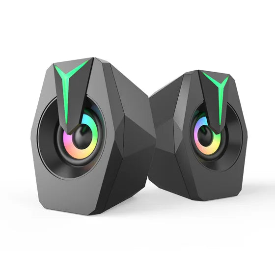 Black USB Powered Wired Two Point Zero Gaming Music Speaker for Desktop PC