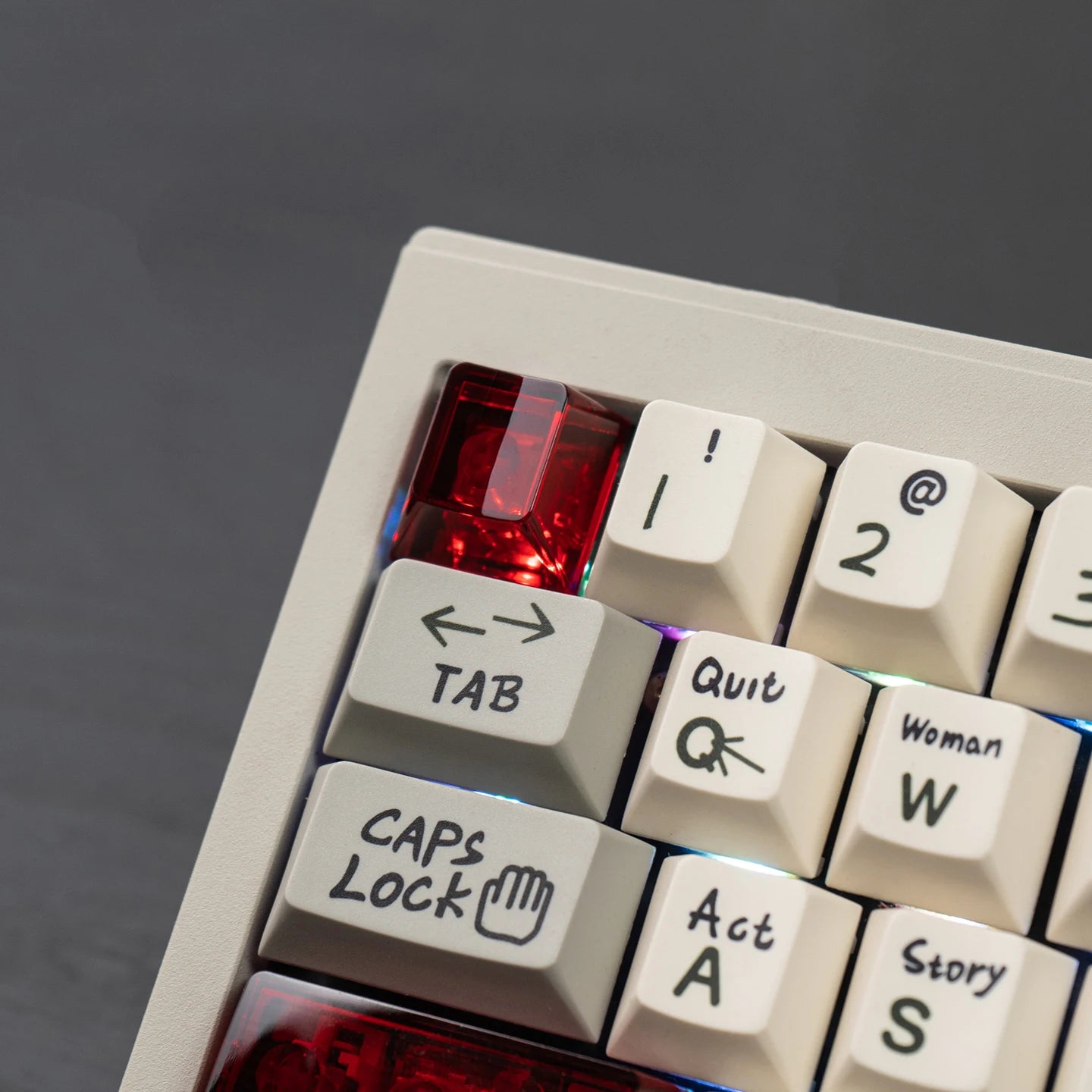Red Transparent Keycap Set, 10 Keys, Cherry Profile, PC, for Mechanical Keyboard