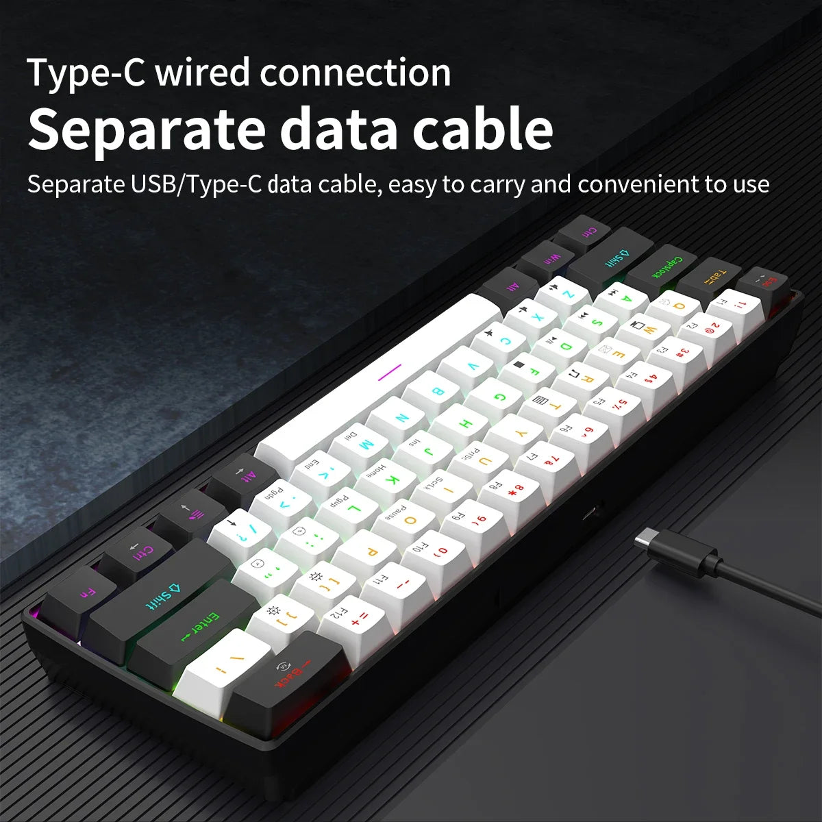 60% Wired Gaming Mechanical Keyboard - RGB Backlit Mini Layout