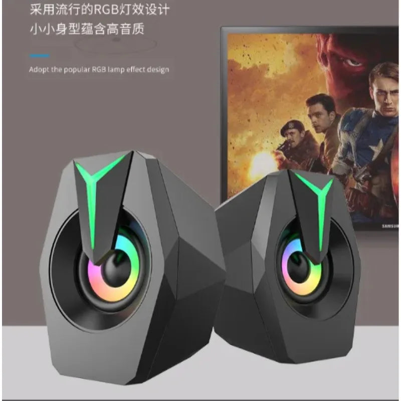 Black USB Powered Wired Two Point Zero Gaming Music Speaker for Desktop PC