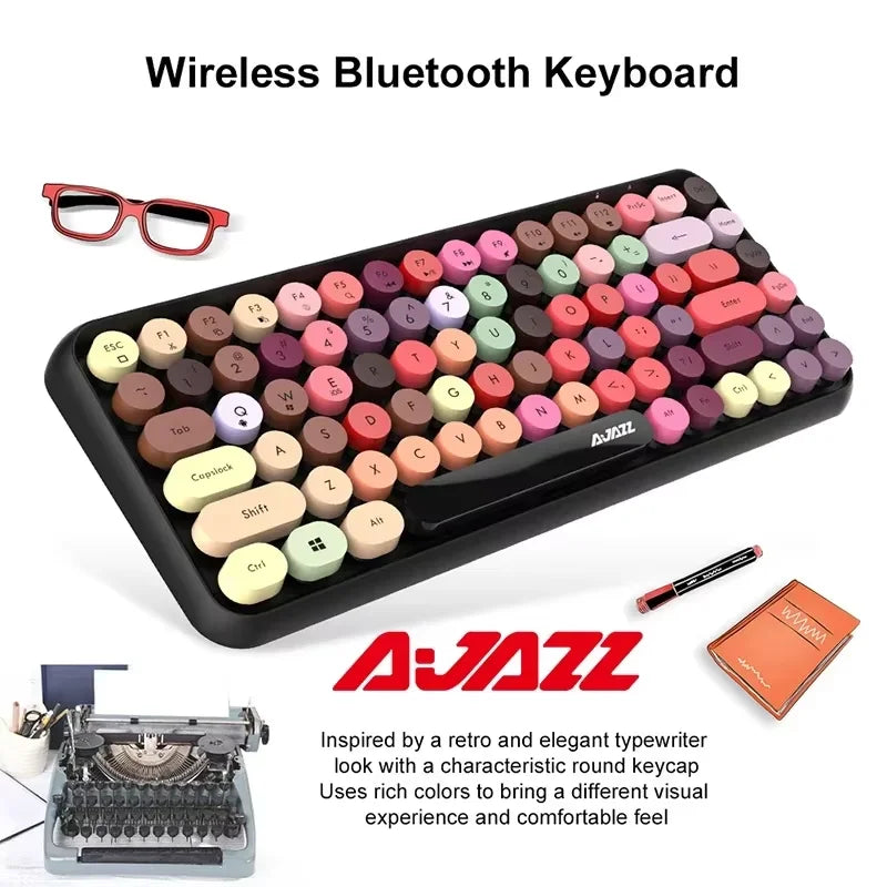 Wireless Bluetooth Keyboard 84 Keys - Retro Style