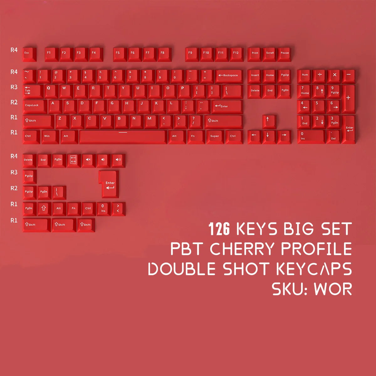 PBT Keycaps White Pink WOB – 126 Keys, ISO Alice, Cherry Profile