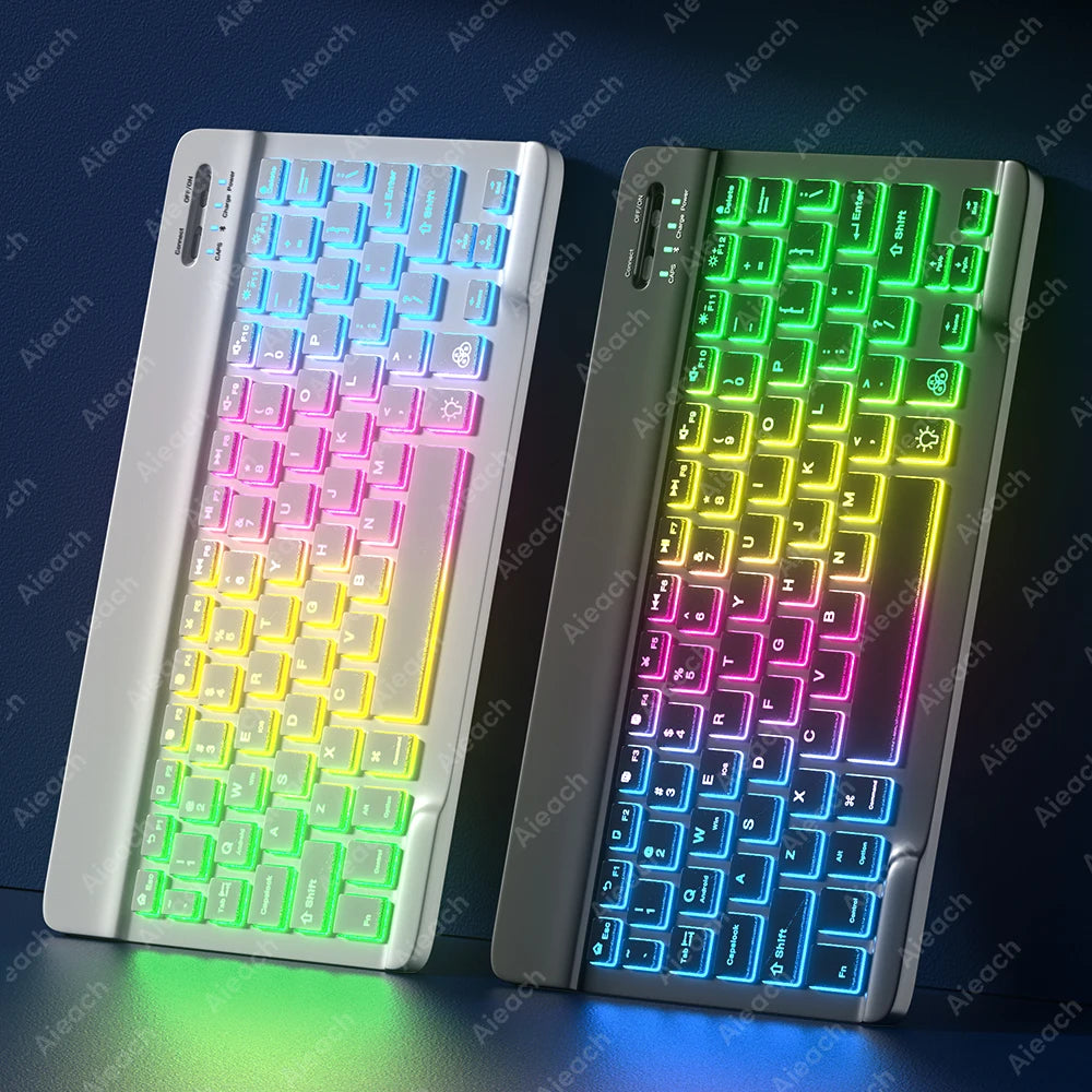 Rainbow Backlit Keyboard And Mouse Set Bluetooth Smartphones iOS Android Windows