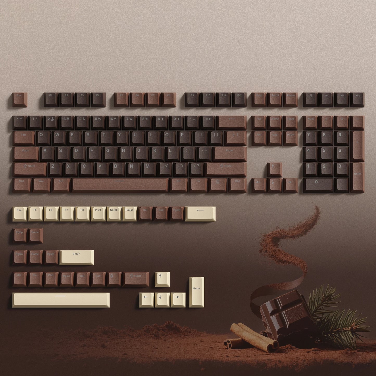 Rainbow 138 Keys Retro PBT Keycaps - Double Shot Cherry Profile for MX