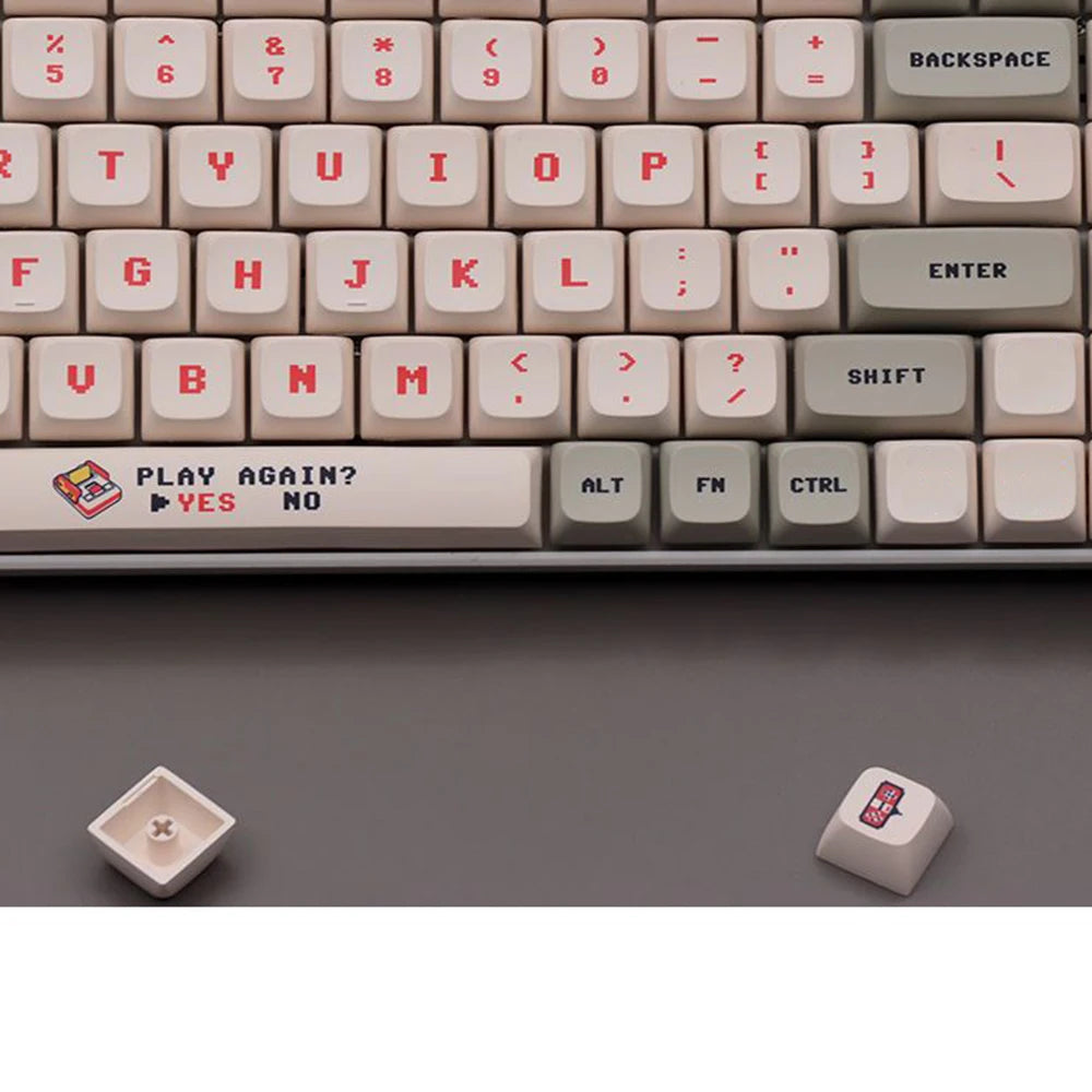 139 Keys Anime Retro Red & White Keycaps for MX Switches – PBT Dye Sub