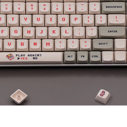 139 Keys Anime Retro Red & White Keycaps for MX Switches – PBT Dye Sub