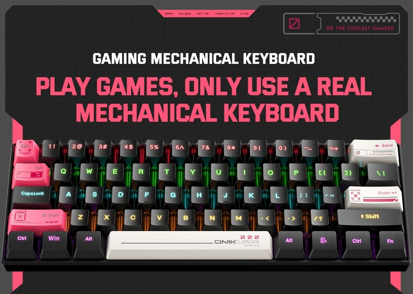 Mechanical Gaming Keyboard 61 Keys RGB Backlit Wired For PC And Laptop