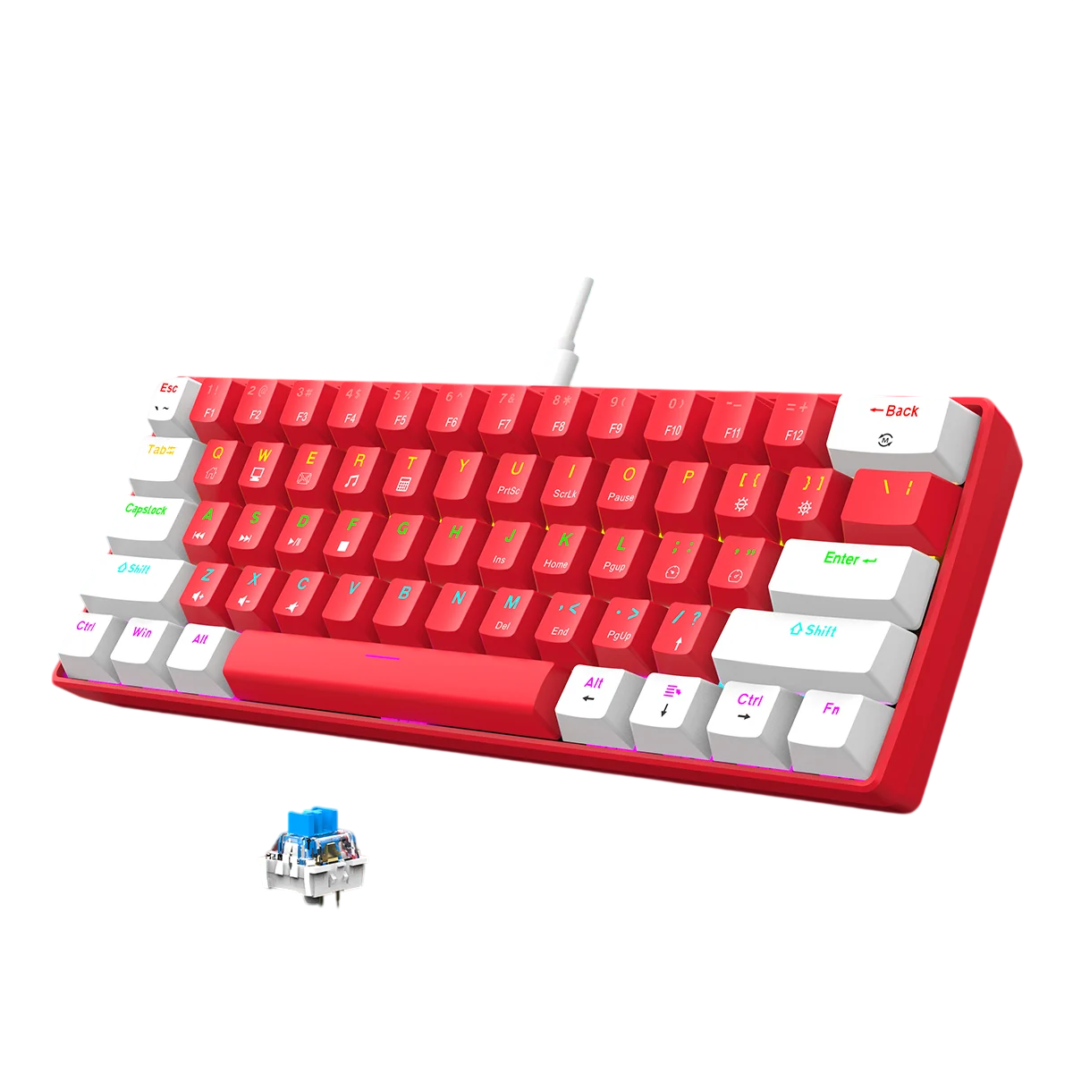 60% Wired Gaming Mechanical Keyboard - RGB Backlit Mini Layout