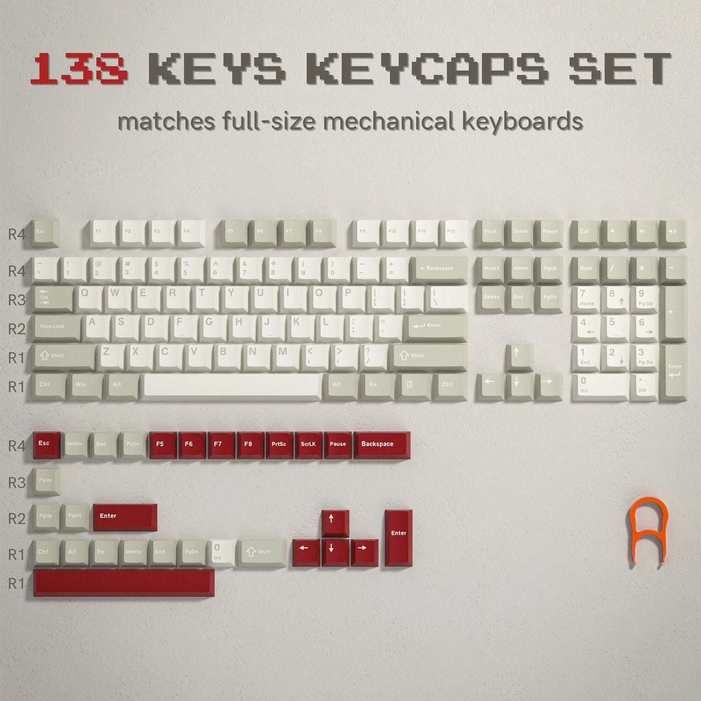 Rainbow 138 Keys Retro PBT Keycaps - Double Shot Cherry Profile for MX