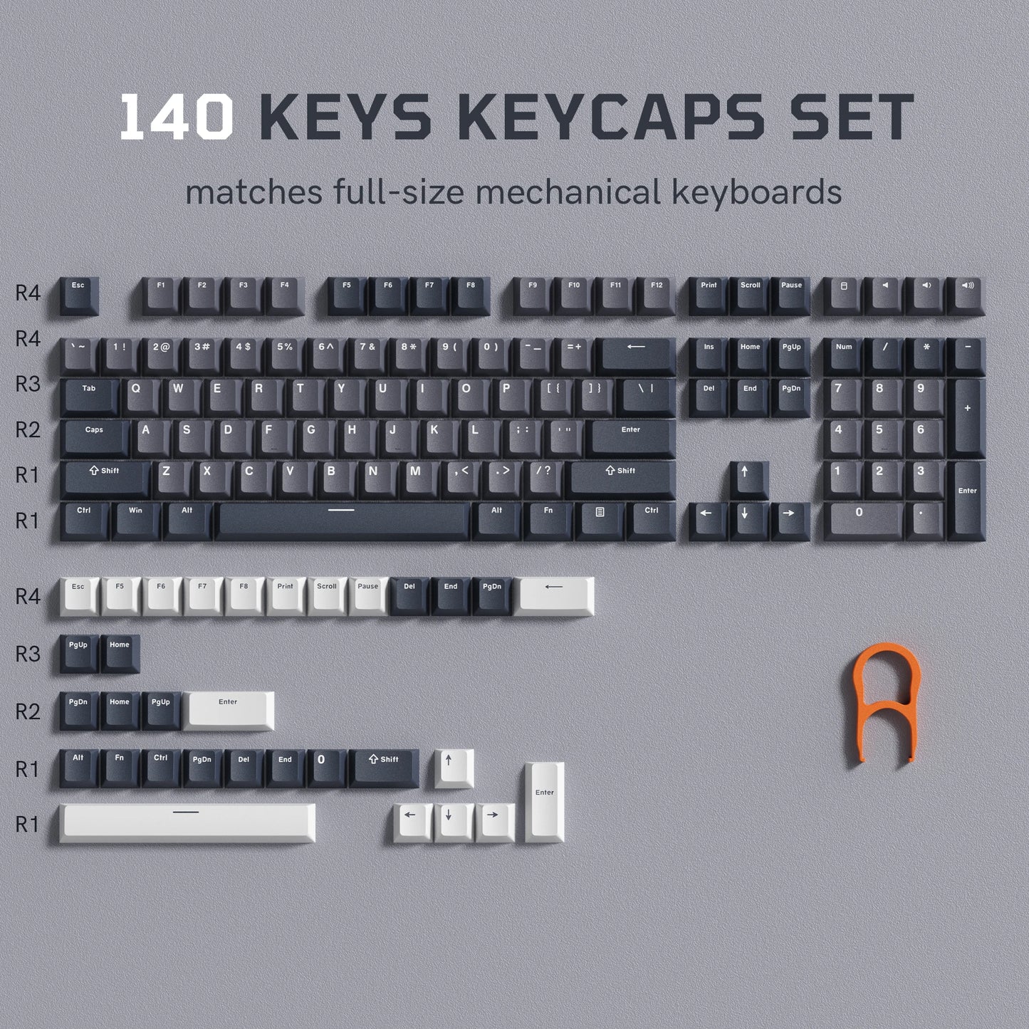 Rainbow 138 Keys Retro PBT Keycaps - Double Shot Cherry Profile for MX